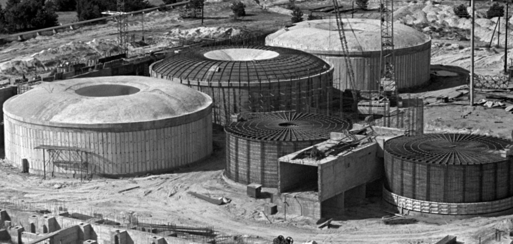 Вид на строящуюся АЭС, 1976 год